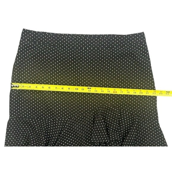 Ann Taylor Black Skirt White Polka Dot Knee Length Skirt Lined Ruffles - Size 14 - Picture 14 of 16